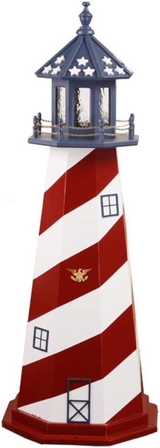 Beaver Dam Woodworks 5 Foot Amish Made Patriotic Wooden Lighthouse