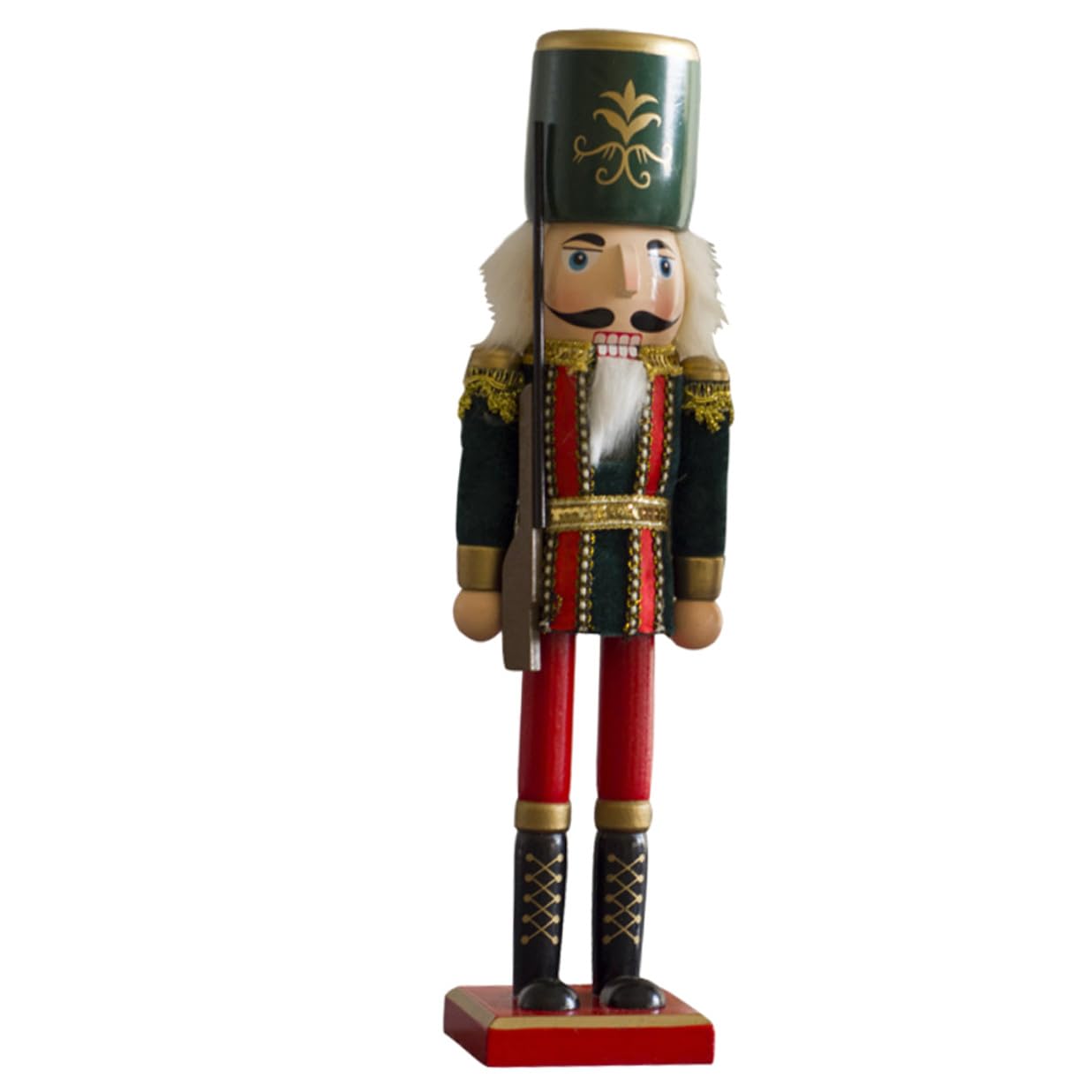 Figurine casse-noisette de Noël en bois vert avec bouche mobile pour maison