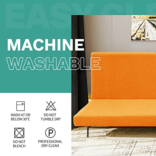 Yemyhom Futon Cover Latest Jacquard Design High Stretch Armless Sofa Bed Slipcover Anti-Slip Furniture Protector With Elastic Bottom (Futon, Orange) #TOP4