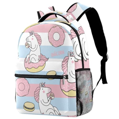 Mochila escolar para libros con estampado informal de unicornios lista para clase y escapadas