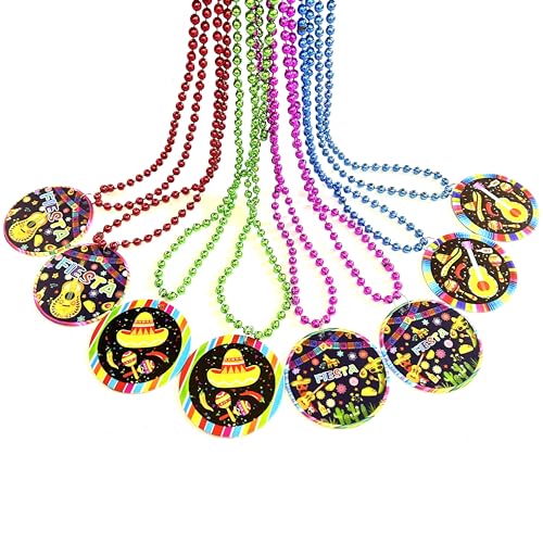 GZYSSL 16 Pcs Cinco de Mayo Bead Nckelaces Mexican Necklaces Party Favors Decorations Cinco de Mayo Fiesta Medal Beads Necklaces Carnival Party Supplies