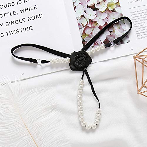Image of Women's Pearl T Back G String Embroidery Rose Flowers Beaded Thong Panty Underwear Sexy Micro Underpant Christmas
