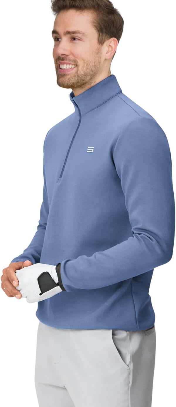 Three Sixty Six Men's Therma Quarter Zip Pullover - 1/4 Zip Sweater Golf Pullover - Moisture Wicking and Windproof
