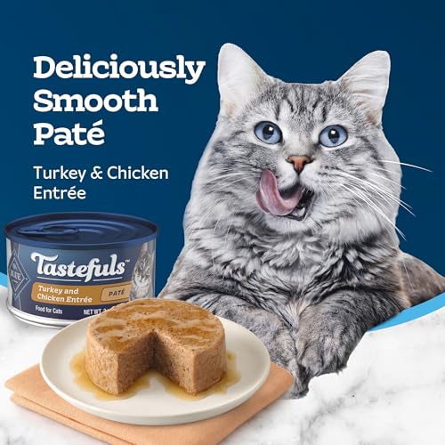 Image of Blue Buffalo Tastefuls Wet Food for Adult Cats, Made with Natural Ingredients, Turkey and Chicken Pate Entree, 3oz Cans, 4Pack Trial Size