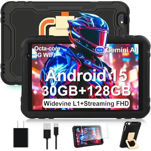 Image of 2026 Tablet 10 inch Android 15 Tablets 30GB+128GB+1TB Expand, 8000mAh Octa-Core Eletronic Tablet with Drop-proof Case, Gemini AI, HD IPS Display, GPS, 5G WIFI,Split-screen, Widevine L1 -Metal Black