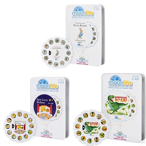 Moonlite Single Story Reel - Peter Rabbit for Kids 1 Year and Above & Moonlite Single Story Reel - Spot Loves Bedtime for Kids 1Years and Above & Moonlite Dinosaur Roar for Kids 1 Year and Above
