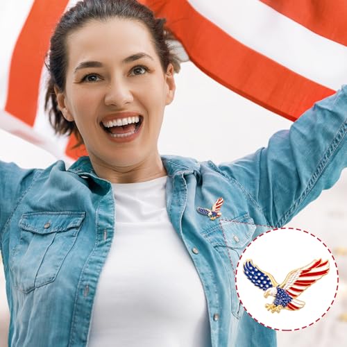 Image of Suncalla 25 /50 Pcs American Flag Eagle Lapel Pin Veterans Day Star Lapel Pin 4th of July Brooch Patriotic Accessories Gift