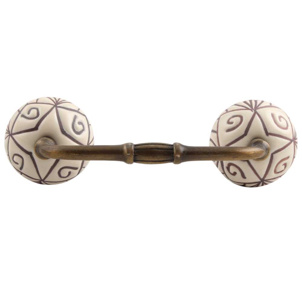 Indian-Shelf 1 Pack Ceramic Cream Cabinet Pulls Floral Vintage Kitchen Drawer Handles Door Dresser Handles Antique Hardware 4" Hole to Hole -BH-386-CK-1474 (B083XZFC2H) Amazon Price History, Amazon Price Tracker