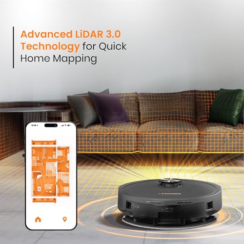 Image of Eureka Forbes SmartClean Home Mapping Turbo, 7000Pa HyperSuction Robotic Vacuum Cleaner | LiDAR 3.0 & Quick Home Mapping | Wet Mopping | 3-Hour Run Time | Smart App Control | Voice Control