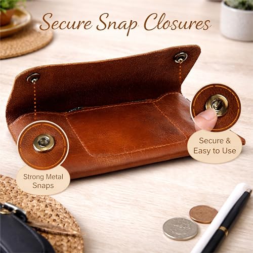 Image of Leather Currency Pouch, Currency Organiser, Dollar Bills Holder, Bills Organizer, Money Envelope with Mobile Pocket, Money Bag For Men & Women (TAN)