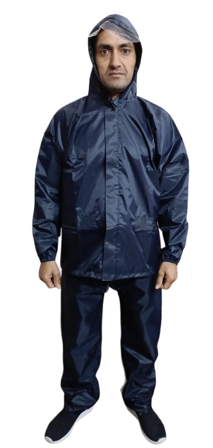 Rain Suit Waterproof Jacket & Trouser Suit Raincoat Unisex Rain Jacket Outdoor Anti-Storm Hooded Rainwear With Storage Bag (L-Size)