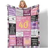 Tutukyle 40 Geburtstag Frauen, Geschenk 40. Geburtstag Frau, 40 Jahre Geburtstag Frau, Flauschig Wohndeck 150x130CM Decke, Geschenke für Frauen Mama, Ehefrauen A