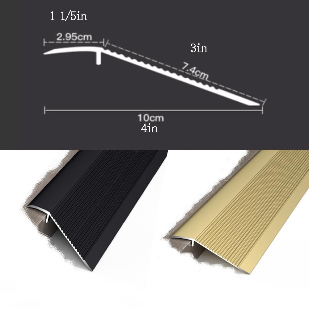 Metalowy profil przejściowy 120 cm do winylowego progu podłogowego, regulacja wysokości 1,5-4,5 cm, antypoślizgowy pasek przejściowy, szary (70 cm / 27,5 cala)