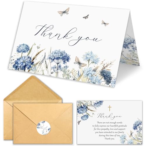 CYGGUN 25 Pcs Funeral Thank You Cards with...