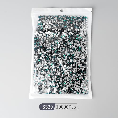 Image of 10000PCS Emerald Rhinestones Bulk, Flat Back Crystal Glass Stone Round Gems,SS20, 4.6-4.8mm