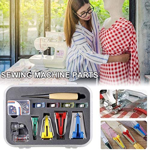 Bias Tape Makers - bias Tape Maker kit with Wooden awl,Bead Needles,Sewing Clips,Soft Ruler,Adjustable Binding Presser Foot-Simplicity bias Tape Maker Set,Love sew bias Tape Maker kit (A1)