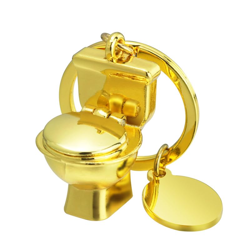 1Pc Gold Creative Mini Toilet Shape Metal Keychain Simulation Toilet Car Key Pendant Decor Personality Charms,Arts,Crafts,Beading and Jewelry Making