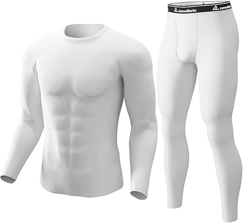 CL convallaria Long Johns - Ropa interior térmica para hombre, forro polar suave, capa base para clima frío, conjunto de regalo