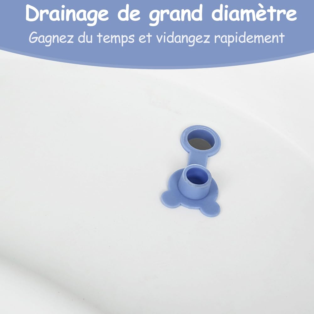Große faltbare Badewanne für Babys bis 18 kg, XXL-Babydusche, rutschfeste Füße, Ablaufstopfen, Kapazität 200 l (grau, rund, 67 x 67 x 61 cm)
