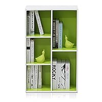 Furinno LUDER Book Shelf, 5-Cube Bookshelf, Reversible Bookcase, 9.4 x 19.5 x 31.5, Easy Assembly, for Living Room, Bedroom, Home Office, White/Green — image 5