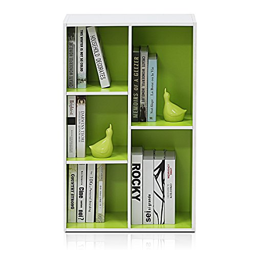 Furinno LUDER Book Shelf, 5-Cube Bookshelf, Reversible Bookcase, 9.4 x 19.5 x 31.5, Easy Assembly, for Living Room, Bedroom, Home Office, White/Green by Furinno - Image 4