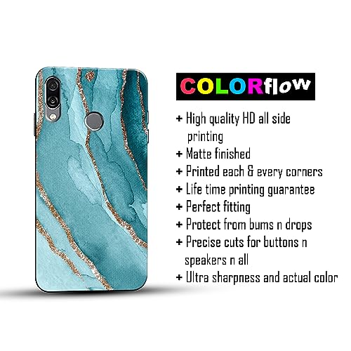 Image of COLORflow Back Cover Compatible with Honor Play | Beautiful Blue Marble Golden Stripes | Designer Printed Hard CASE Bumper Back Cover Compatible with Honor Play