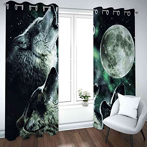 Rideaux occultants 140x160 cm isolant phonique loup 3D polyester - 4