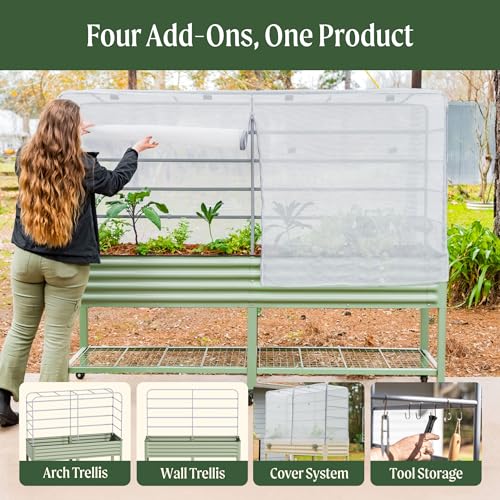 Image of Vego garden Mesh Cover System for 2' x 4' Elevated Raised Garden Bed-V Series, 4 in 1 Trellis and Cover for Plants, Garden Bed Not Included