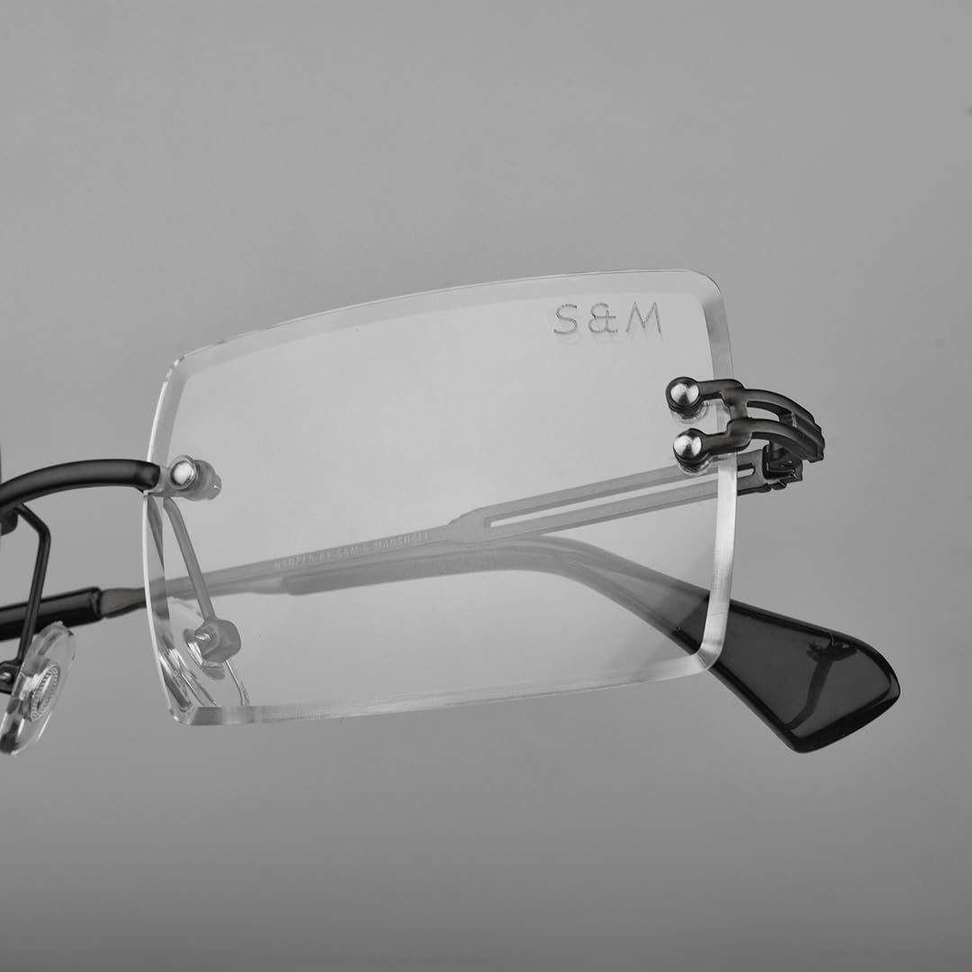 SAM AND MARSHALL HARPER Eyeglass I Light Weight Frames I Rectangle Shape I Sheet Metal Frames I Prescription Friendly I Men & Women - Image 5 thumbnail