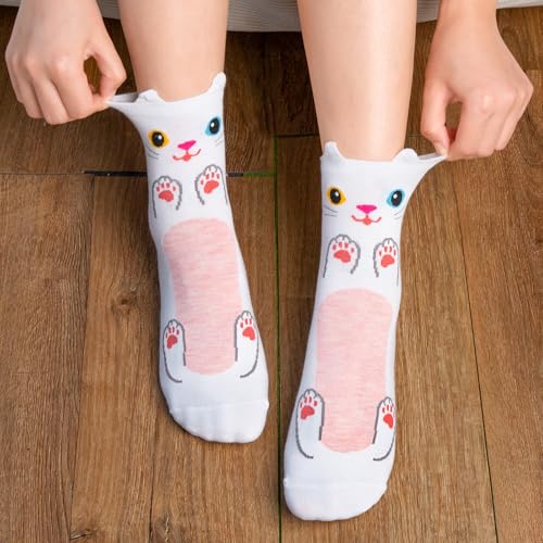 Image of Chalier Womens Funny Socks Cozy Cute Printed Patterned Fun Socks Novelty Cat Dog Socks for Women