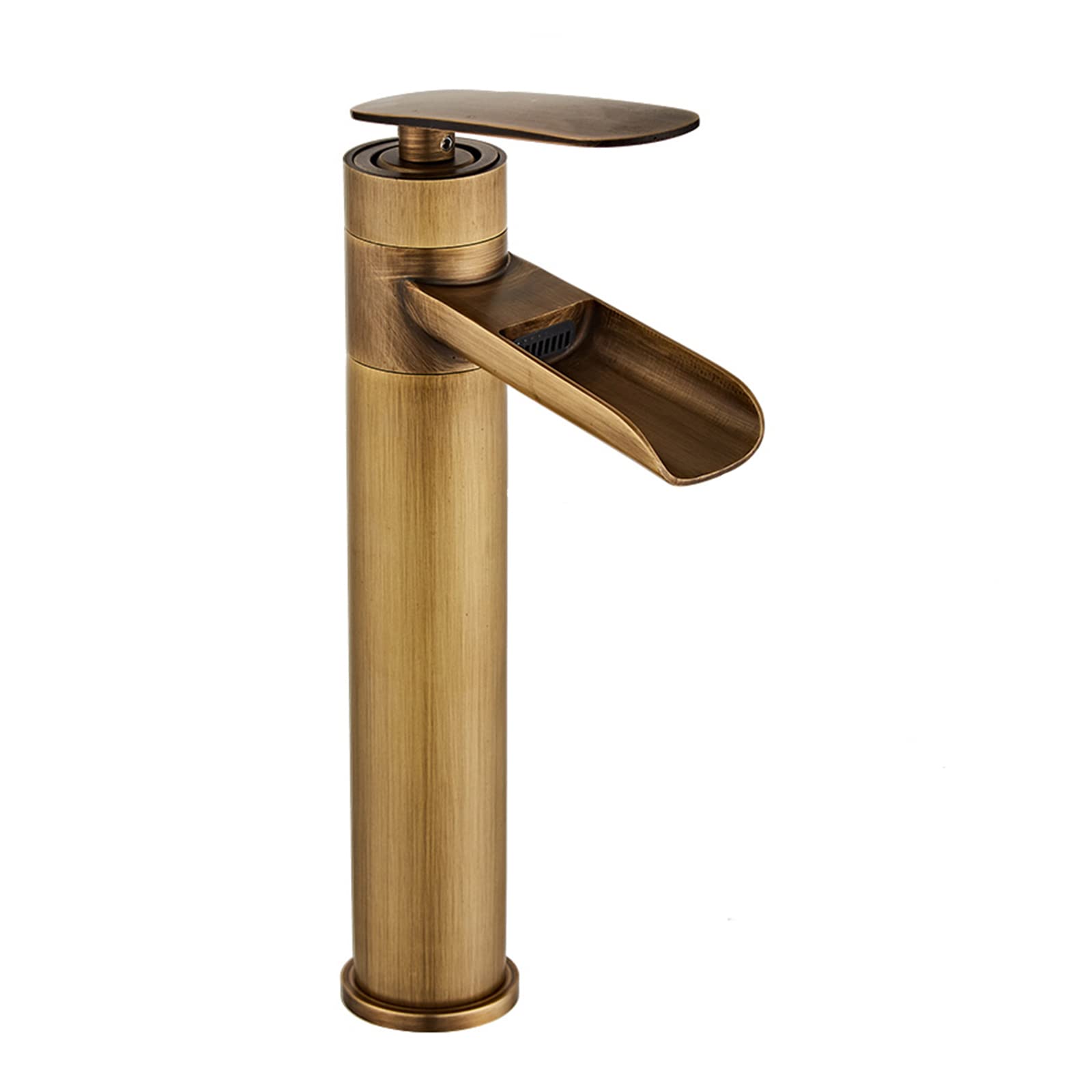 Robinet de lavabo de salle de bain noir mitigeur monotrou cascade haut