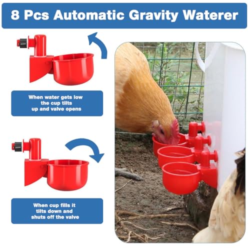 Image of HASTHIP 4PCS Chicken Feeder and Drinker Kit, DIY Poultry Feeding System