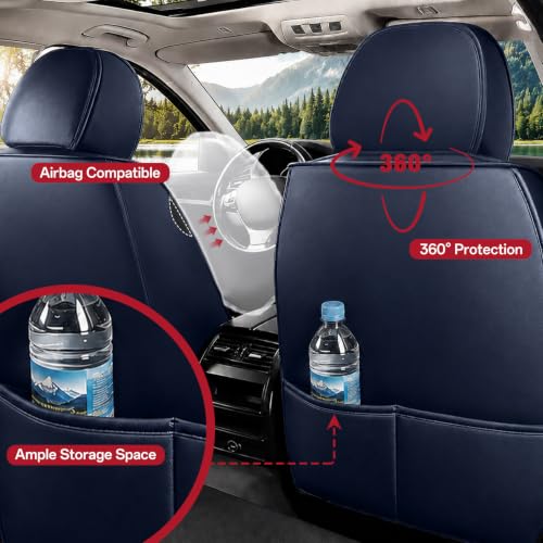 Image of Deluxe Front Seat Covers for Toyota Camry 2015-2026, Blue-White