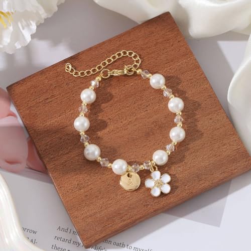 enasal Personalized Flower Girl Proposal Gifts, Will You Be My Flower Girl ? Initial A-Z Cute Shell Pearl Bracelet for Girls2