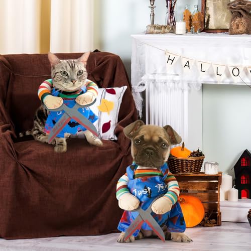 Lustiges Hundekleidung, Halloween Kostüm für Haustiere, Haustiere Hund Jumpsuit, Lustiges Haustier Outfit Kleidung für Hund Katze, Haustier Cosplay Party Anzug (L)