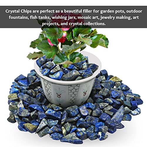 Image of Amazing Gemstone Lapis Lazuli Crystal Chips and Tiny Crystals - Aquarium Gravel Rocks, Bulk Fish Tank Gravel, Small Tumbled Stone Chips for Decoration (Natural AAA Grade Gemstones)