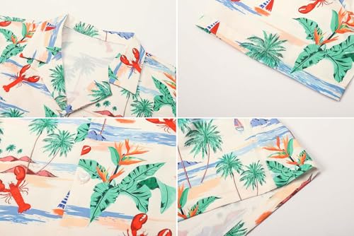 Image of Cromoncent Matching Hawaiian Outfits for Family, Dad and Son Matching Luau Beach Tropical Shirts Mommy Daughter Tropical Sets
