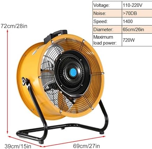 Heavy-Duty 22in Industrial Oscillating Fan, 3-Speed Metal Drum Fan for Warehouse, Garage, Workshops, Factory & Basement Cooling - High Velocity Performance