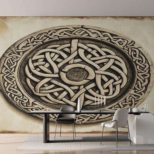 Genérico Papel Pintado Nudo Celta, Papel Pintado pared Dormitorio Mitología Nórdica Vikinga, Decoracion pared Salon, Fotomurales Tejido no Tejido, 150 x 105 cm K-MZ&1