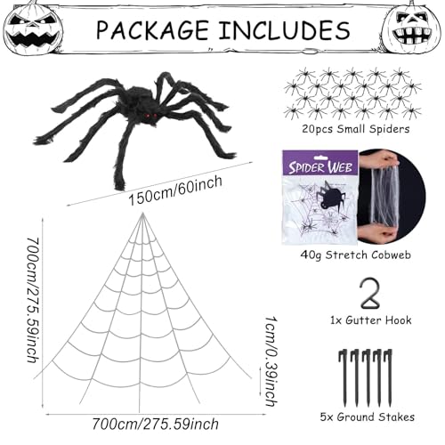 Toile d'araignée d'Halloween géante déco maison hantée et horreur extérieure - 6