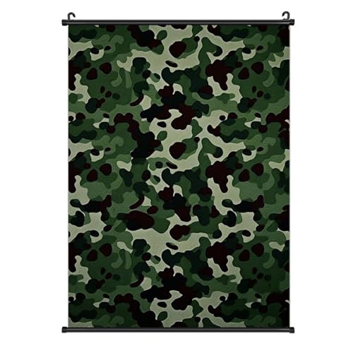 Impression sur toile camouflage vert pour habiller un mur vide et personnaliser un bureau