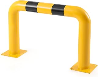 Blulu 36" L x 24" H Steel Machine Guard High Profile Barrier Machinery Safety Guard Rail for Industrial Warehouse Electrical Equipment Vehicle Impact Protection, 4-1/2" OD, Yellow with Black Stripe