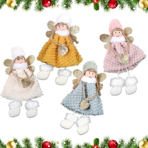 Finsink Weihnachtsengel,4er Set Christbaumschmuck Engel mit Goldene...