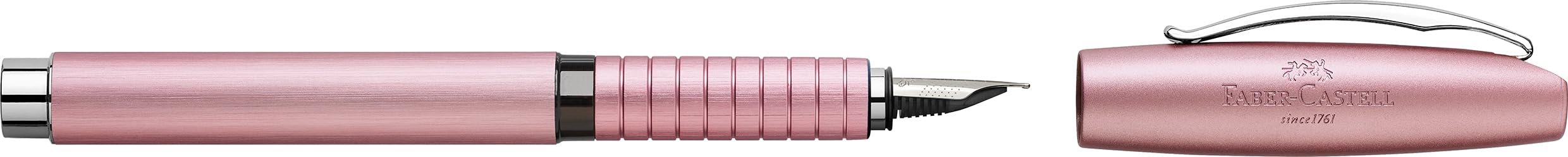 FABER-CASTELL 202188 Essentio - Set de regalo de aluminio rosa con pluma estilográfica, bolígrafo y estuche para bolígrafos