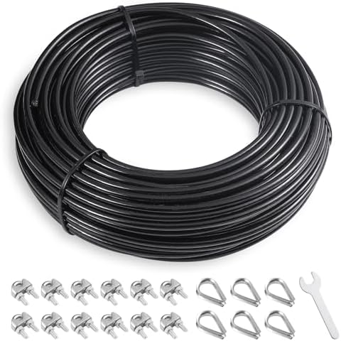 SERTT Replacement Cable for Pulley Cable Machine, Pulley Cable for DIY Home Gym, Wire Rope Length 32.8/65.6/98.4 Ft for Weight Lift Pulley System, Gym Steel Cable, Thick 5mm, TPU Coated Cover