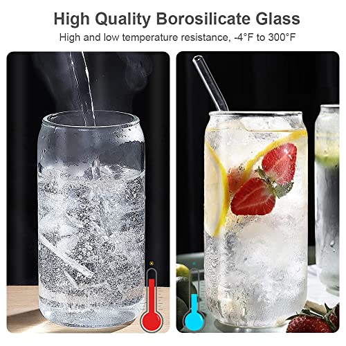 Potadak Lot de 12 tasses en verre en forme de canette pour eau, lait, bière, dessert, 400 ml