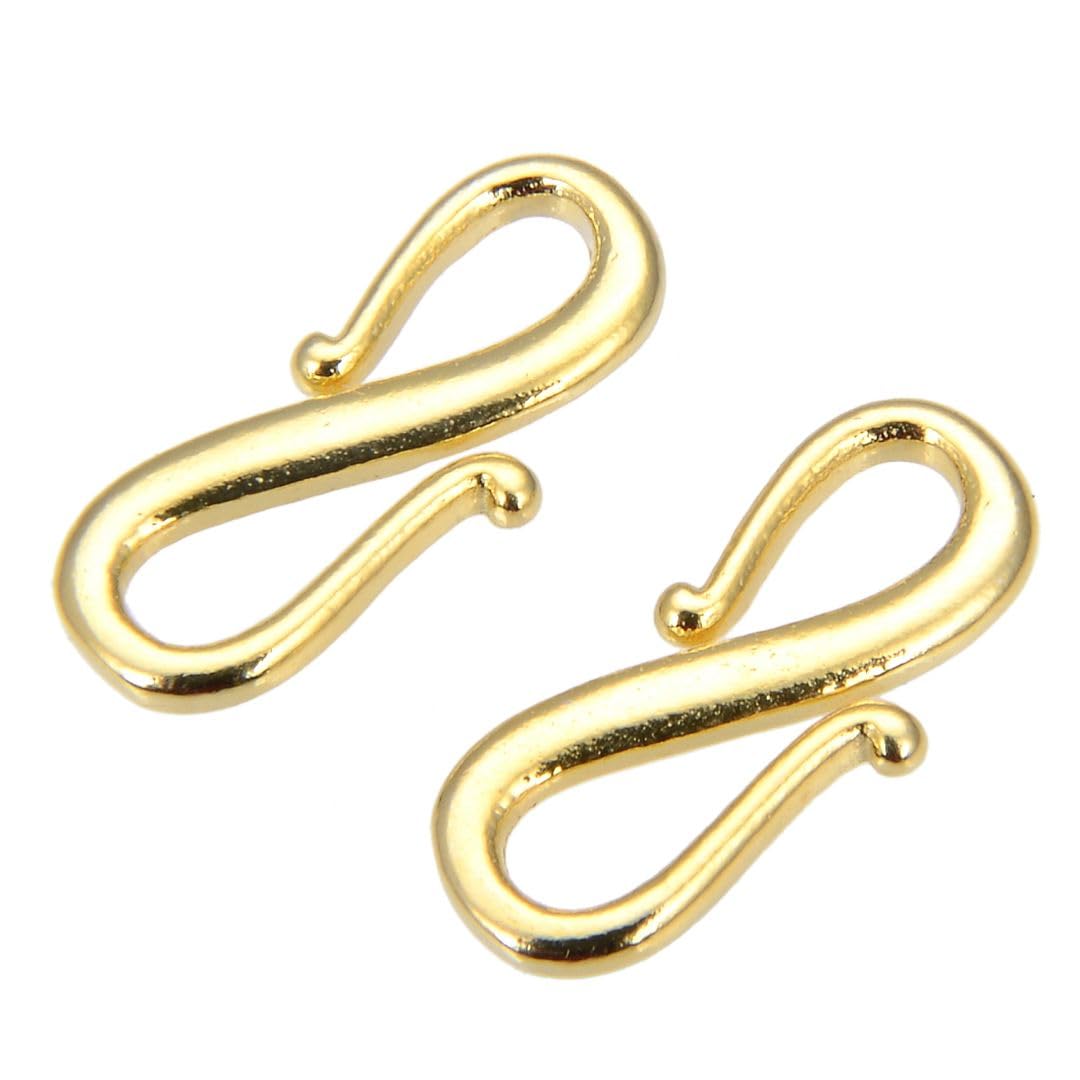 5pcs Adabele Authentic Gold Plated Sterling Silver S Hooks Clasp 15mm (0.59 Inch) Connector Hypoallergenic Nickel Free for Jewelry Making SS366