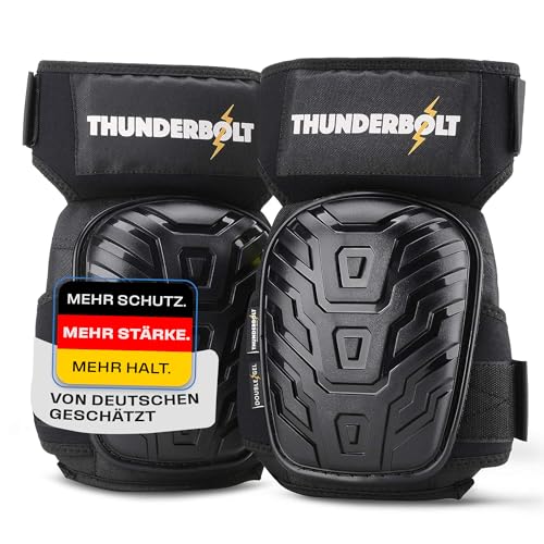 Thunderbolt® Knieschoner Professioneller Knieschützer mit komfortablem Gelkissen Knieschoner Fliesenleger, Bau, Bodenbeläge, Gartenarbeiten mit starken rutschfesten Gurten