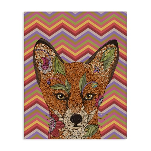 Stupell Industries Retro Fox Zig Zag Mandala, 24 x 30 Inch Canvas Wall Art