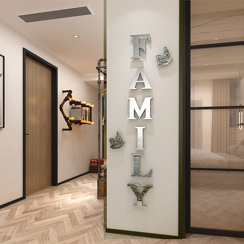 Meraki Mart Family Sign 1 Butterfly Non Glass Wall Stickers Non Glass 3D Acrylic Wall Mirror Sticker DIY Tiles Wall Decoration Decor Art for Living Room, Home, Bedroom, Office - 1 Set, Silver (B0BZ4TVNQF) Amazon Price History, Amazon Price Tracker